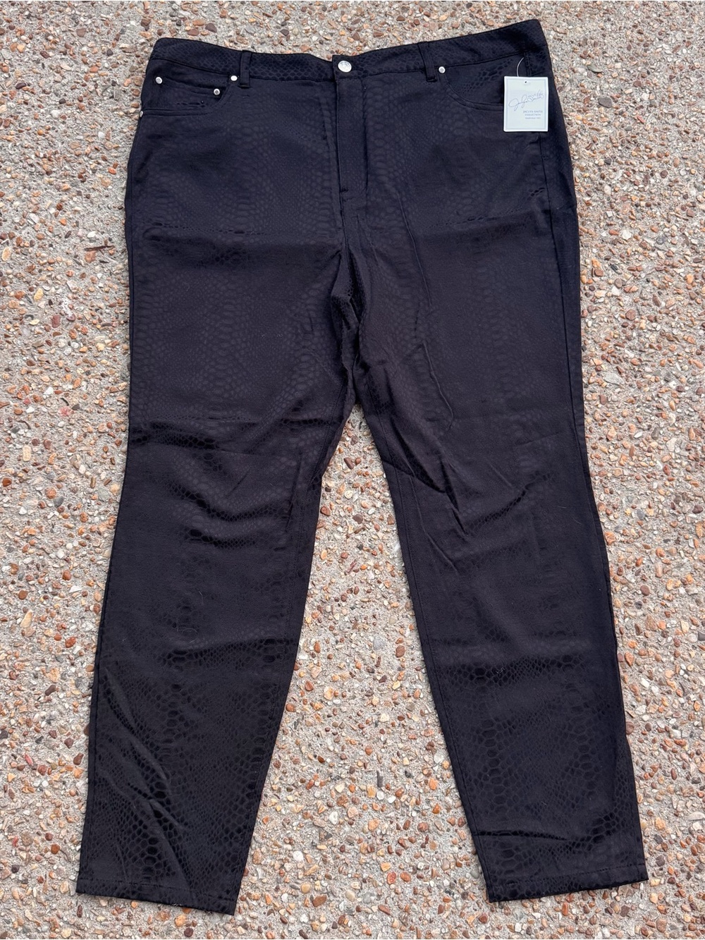 NWT Vtg Jaclyn Smith Black Snakeskin Staight Leg Pants Size 18